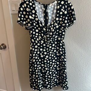 Rewind Black and White Flutter Sleeve Mini Dress